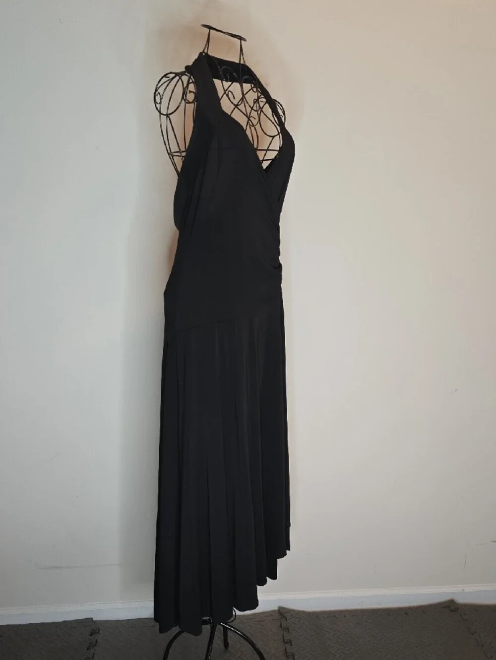 Michael Kors Black Halter Midi Wrap Dress